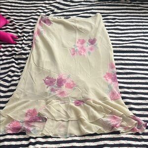 Wild Fable Cream Maxi Skirt with Pink Floral Design